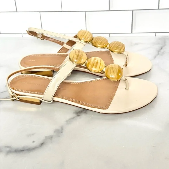 Elegant Cream Sandals with Faux Stones - Picture 6 of 10